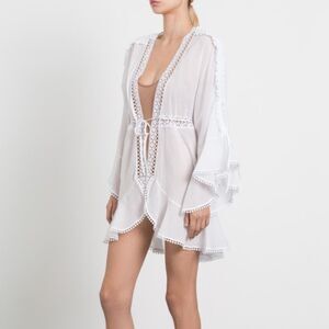 Charo Ruiz White Cotton Swim Cover Up Mini Dress Medium Coverup Antonella
